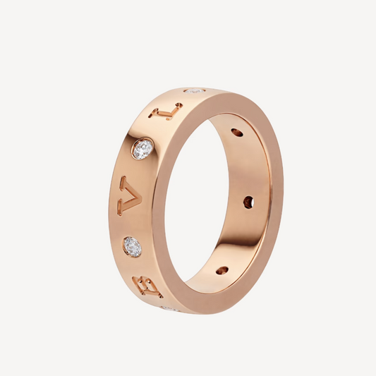 [AuraEcho Jewelry]ZERO 1 ESSENTIAL PINK GOLD BAND WITH DIAMONDS RING