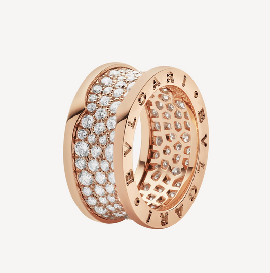 [AuraEcho Jewelry]ZERO 1 WITH PAVED DIAMONDS ON THE SPIRAL RING