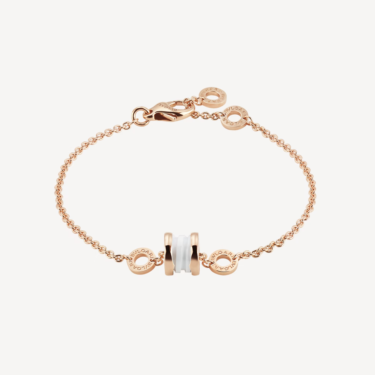 [AuraEcho Jewelry]ZERO 1 SOFT PINK GOLD AND WHITE CERAMIC BRACELET