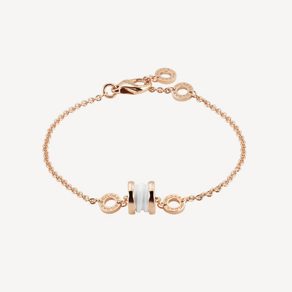 [AuraEcho Jewelry]ZERO 1 SOFT PINK GOLD AND WHITE CERAMIC BRACELET