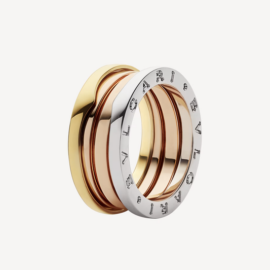 [AuraEcho Jewelry]ZERO 1 THREE-BAND ROSE WHITE AND YELLOW RING