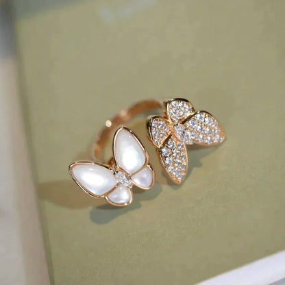 [AuraEcho Jewelry]TWIN BUTTERFLY DIAMOND MOP RING