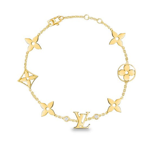 [AuraEcho Jewelry]STAR AND SUN 7 MOTIFS GOLD BRACELET