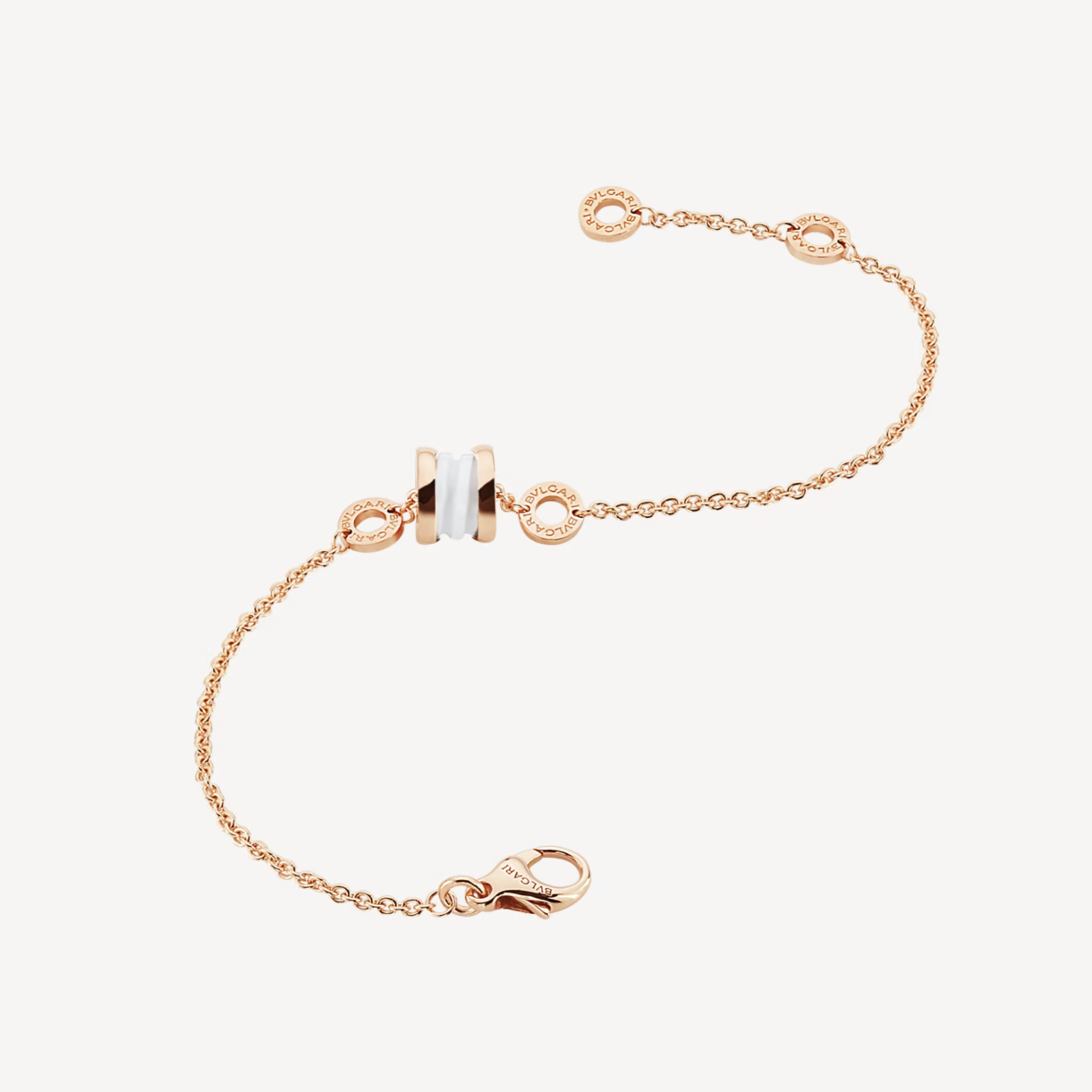 [AuraEcho Jewelry]ZERO 1 SOFT PINK GOLD AND WHITE CERAMIC BRACELET