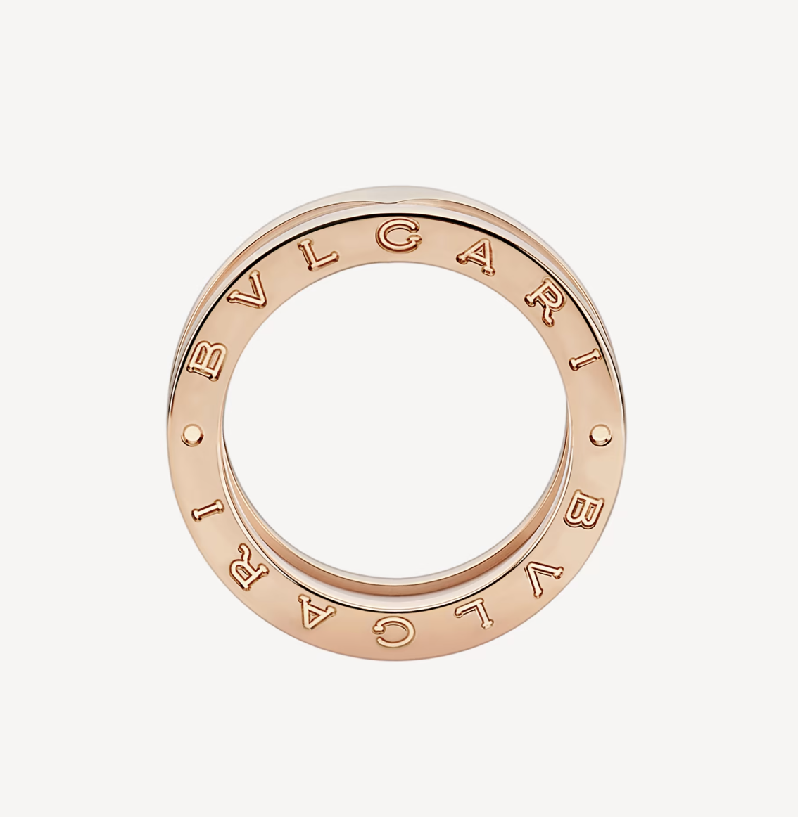 [AuraEcho Jewelry]ZERO 1 TWO-BAND LOOPS AND WHITE CERAMIC SPIRAL PINK GOLD RING