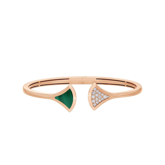 [AuraEcho Jewelry]DREAM BRACELET OPEN MALACHITE PINK GOLD