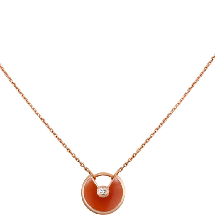 [AuraEcho Jewelry]AMULETTE GOLD CARNELIAN ONYX NECKLACE