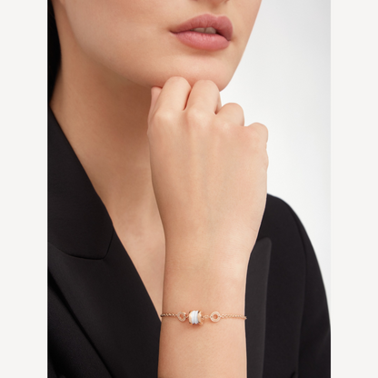 [AuraEcho Jewelry]ZERO 1 SOFT PINK GOLD AND WHITE CERAMIC BRACELET