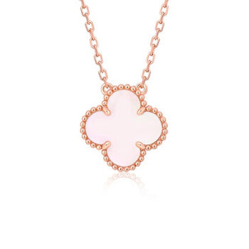 [AuraEcho Jewelry]CLOVER 15MM PINK MOTHER-OF-PEARL SINGLE FLOWER NECKLACE