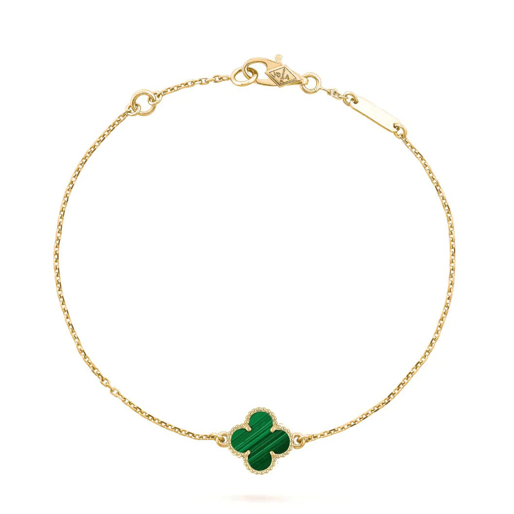 [AuraEcho Jewelry]CLOVER BRACELET MALACHITE 1 MOTIF