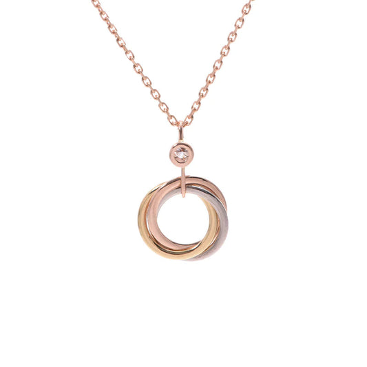 [AuraEcho Jewelry]TRINITY SILVER GOLD PINK GOLD NECKLACE