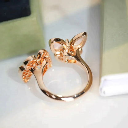 [AuraEcho Jewelry]TWIN BUTTERFLY DIAMOND MOP RING