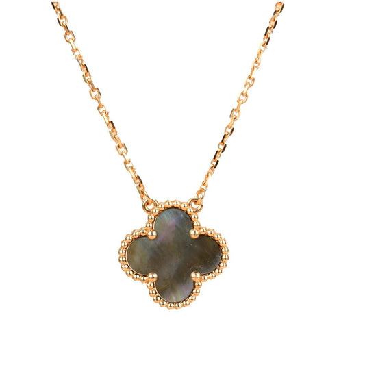 [AuraEcho Jewelry]CLOVER 15MM  GRAY MOTHER OF PEARL NECKLACE