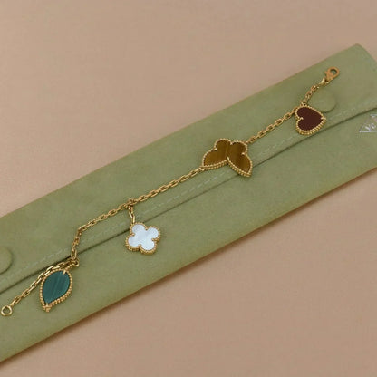 [AuraEcho Jewelry]LUCKY SPRING 5 MOTIF GOLD BRACELET