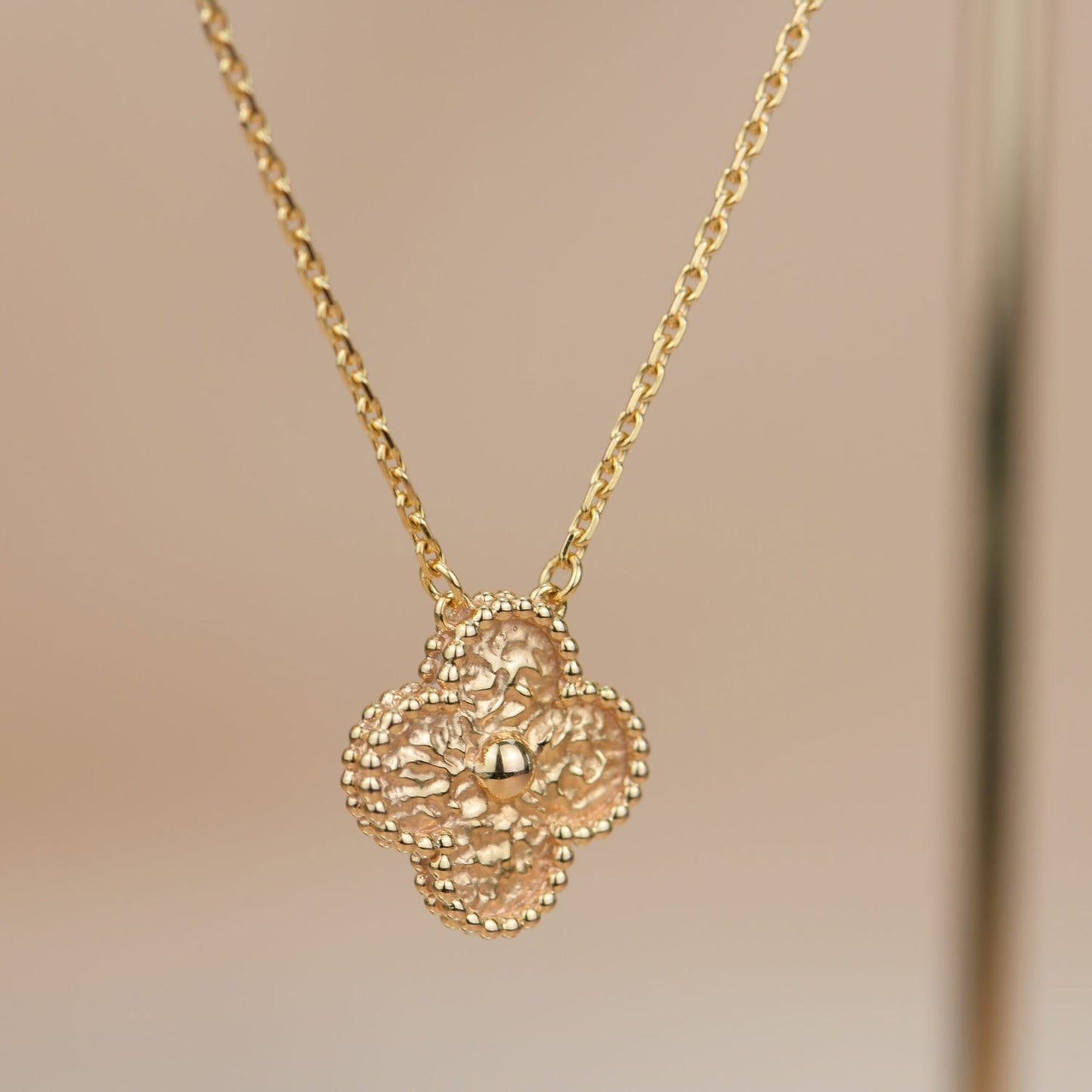 [AuraEcho Jewelry]CLOVER 15MM  BRONZING NECKLACE
