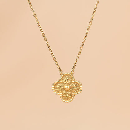 [AuraEcho Jewelry]CLOVER 15MM  BRONZING NECKLACE