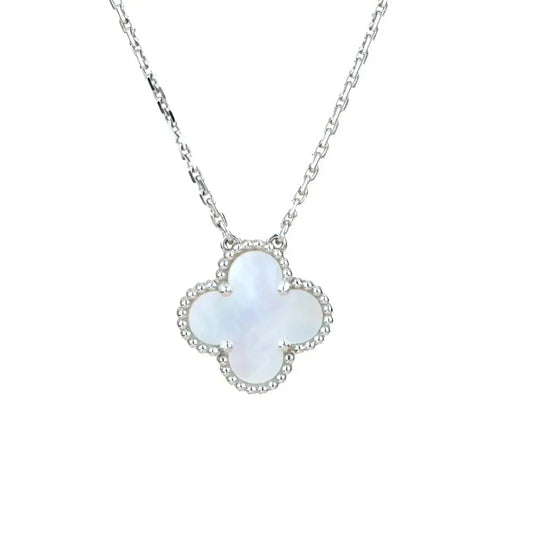 [AuraEcho Jewelry]CLOVER  15MM WHITE MOTHER-OF-PEARL SILVER