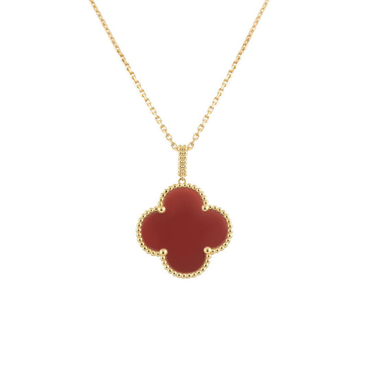 [AuraEcho Jewelry]CLOVER 25MM NECKLACE GOLD CARNELIAN