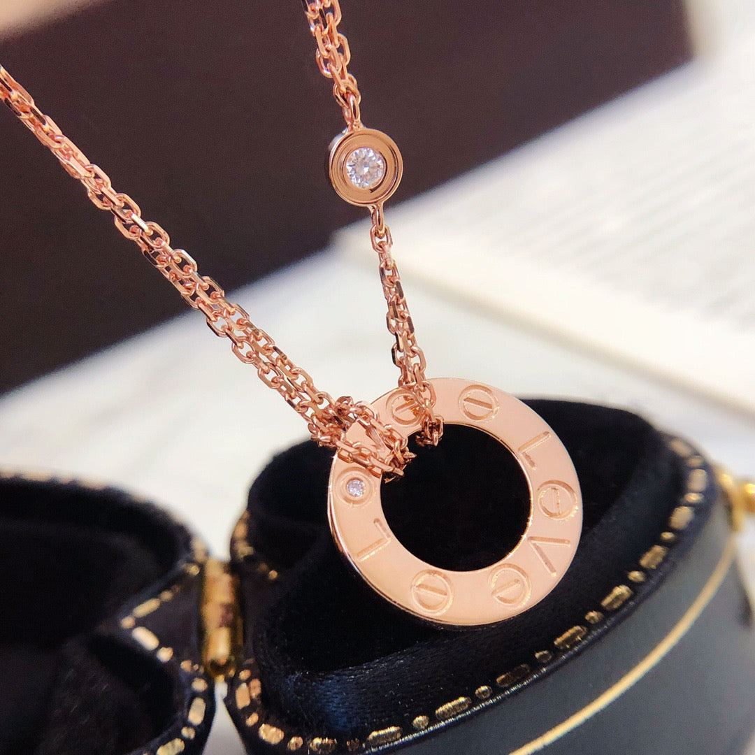 [AuraEcho]LOVE NECKLACE 16MM 2 DIAMONDS