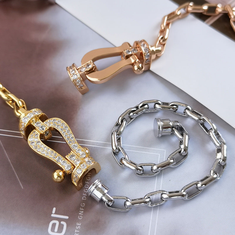 [AuraEcho Jewelry]FORCE LARGE HORSESHOE CLASP  METAL BRACELET