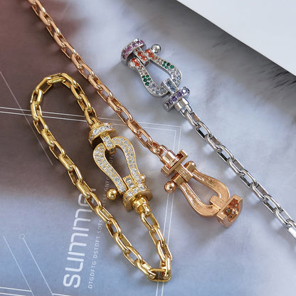 [AuraEcho Jewelry]FORCE LARGE HORSESHOE CLASP  METAL BRACELET