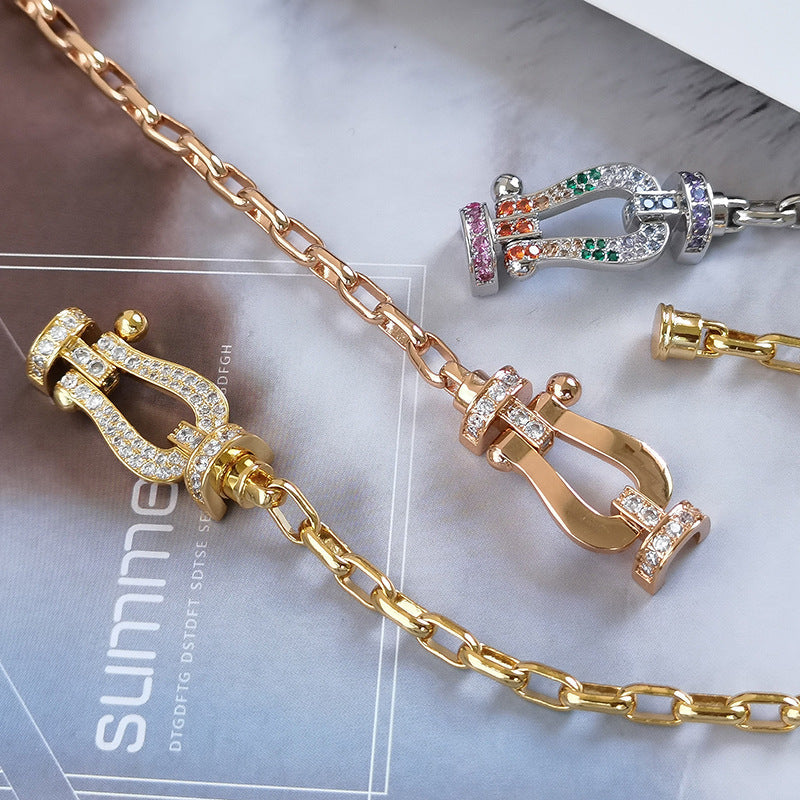 [AuraEcho Jewelry]FORCE LARGE HORSESHOE CLASP  METAL BRACELET