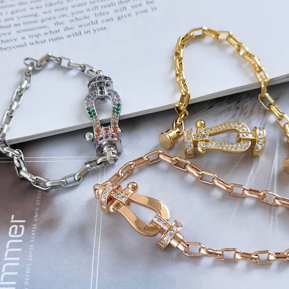 [AuraEcho Jewelry]FORCE LARGE HORSESHOE CLASP  METAL BRACELET
