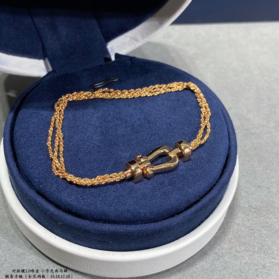 [AuraEcho Jewelry]FORCE SMALL HORSESHOE  DIAMOND CHAIN ROPE BRACELET