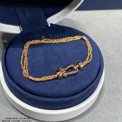[AuraEcho Jewelry]FORCE SMALL HORSESHOE  DIAMOND CHAIN ROPE BRACELET