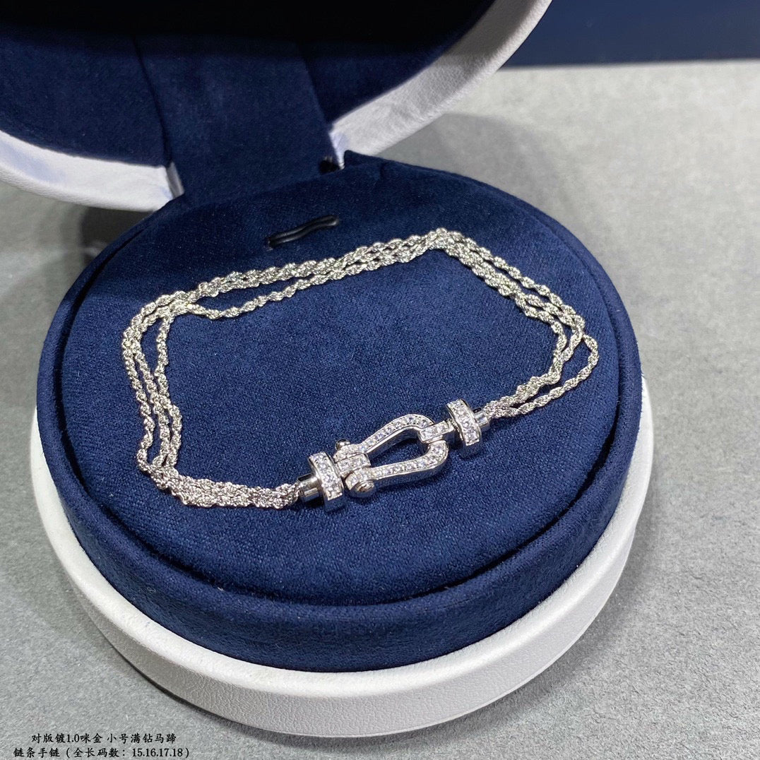 [AuraEcho Jewelry]FORCE SMALL HORSESHOE  DIAMOND CHAIN ROPE BRACELET
