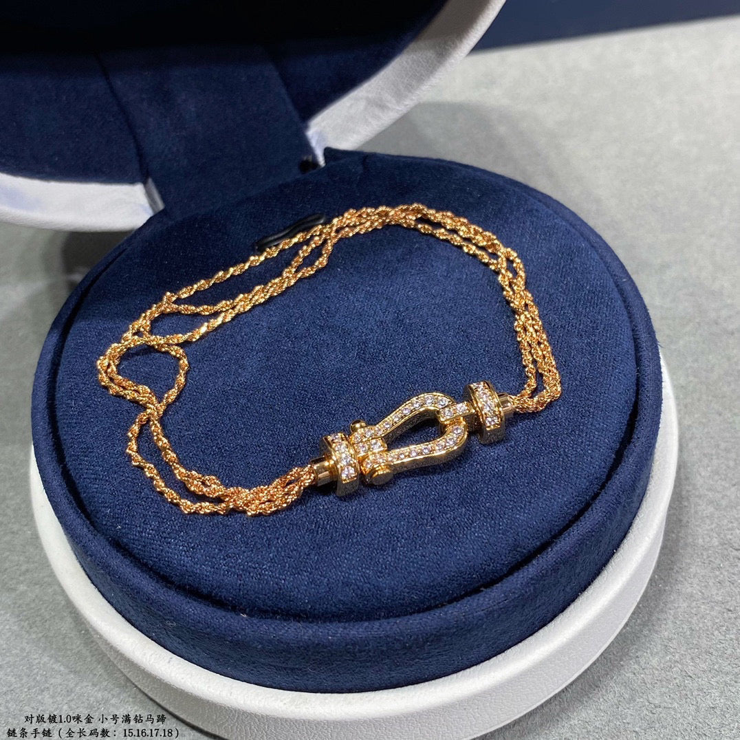 [AuraEcho Jewelry]FORCE SMALL HORSESHOE  DIAMOND CHAIN ROPE BRACELET
