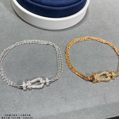 [AuraEcho Jewelry]FORCE SMALL HORSESHOE  DIAMOND CHAIN ROPE BRACELET