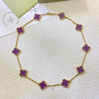 [AuraEcho]CLOVER 10 MOTIFS  PURPLE VIOLET  NECKLACE