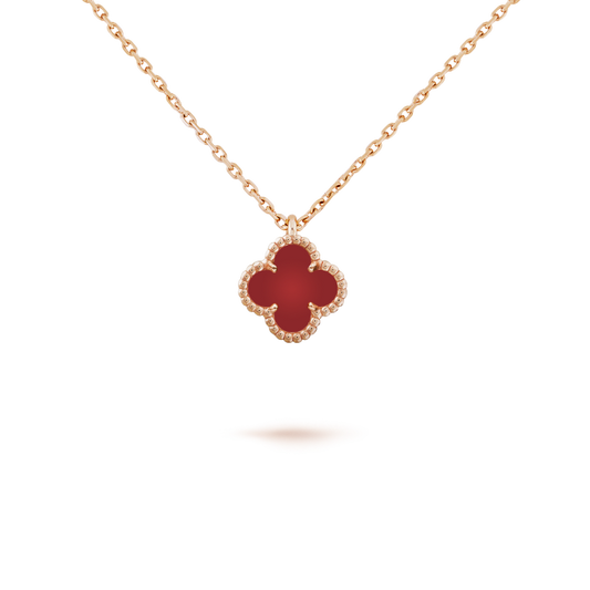 [AuraEcho Jewelry]CLOVER MINI 9.5MM WHITE CARNELIANS NECKLACE