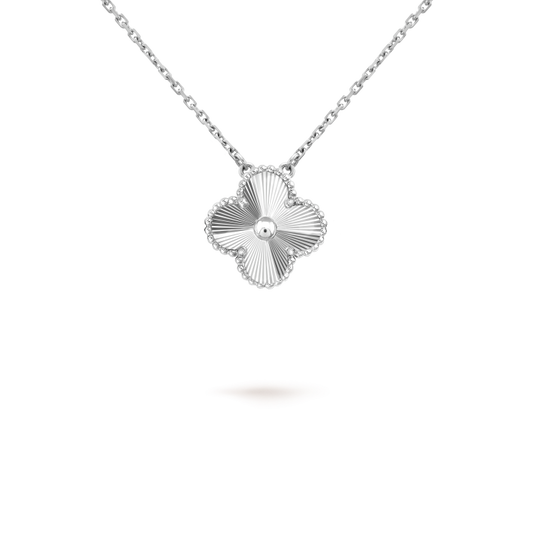 [AuraEcho Jewelry]CLOVER 15MM LASER NECKLACE SILVER