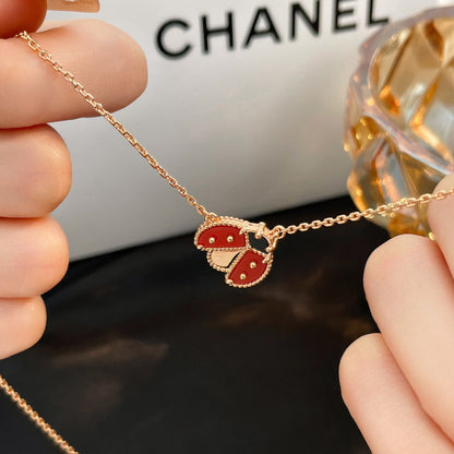 [AuraEcho Jewelry]LUCKY  CARNELIANS LADYBUG NECKLACE