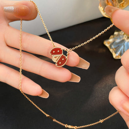 [AuraEcho Jewelry]LUCKY  CARNELIANS LADYBUG NECKLACE
