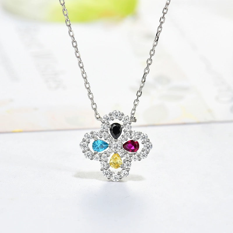 [AuraEcho Jewelry]LOOP NECKLACE FULL MOTIF DIAMOND 16MM MULTIPLE COLORS
