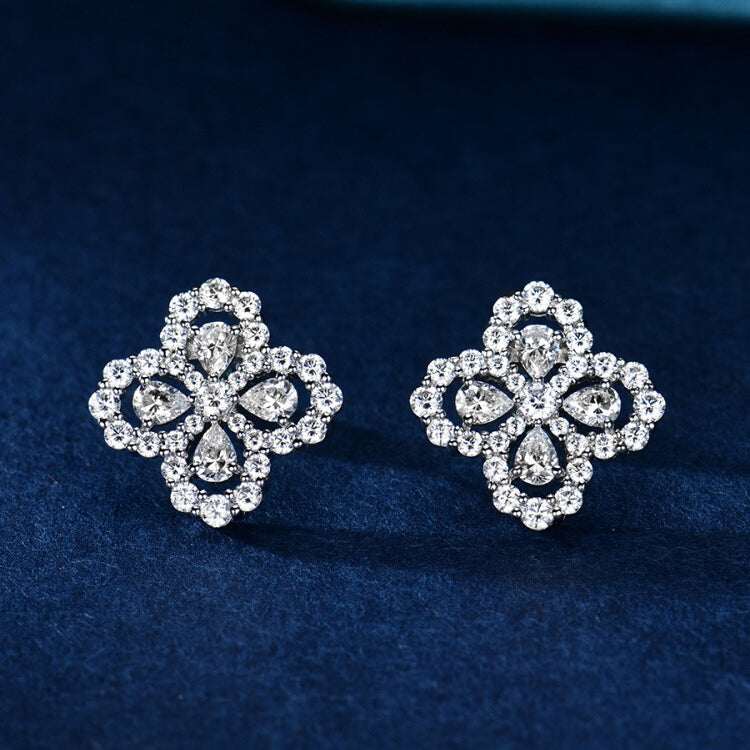 [AuraEcho Jewelry]LOOP EARRINGS FULL MOTIF DIAMOND 16MM SILVE