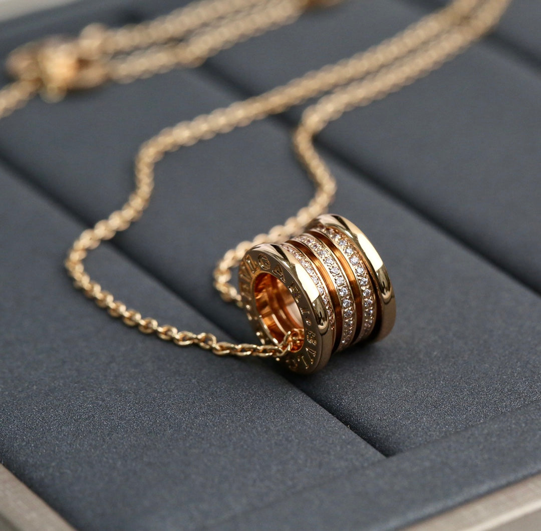 [AuraEcho Jewelry]ZERO 1 PINK GOLD DIAMOND NECKLACE