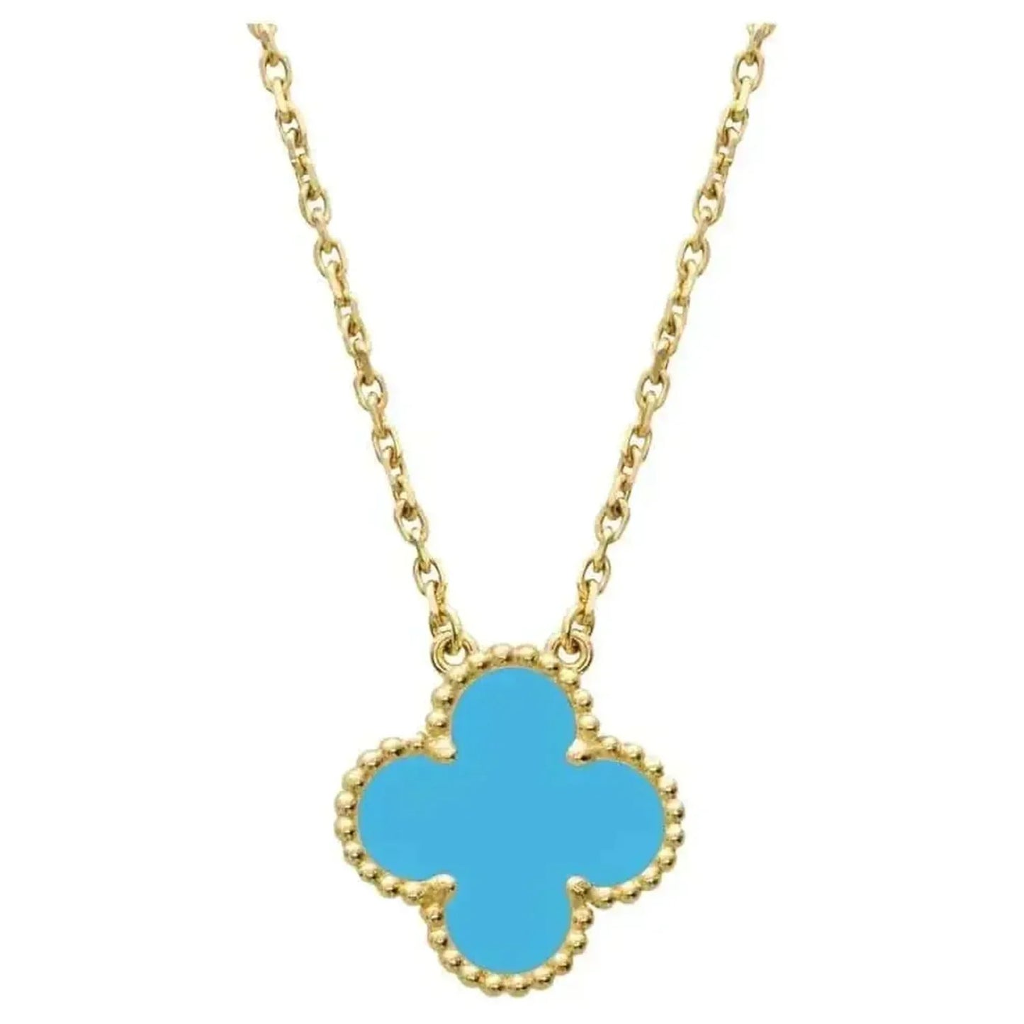 [AuraEcho Jewelry]CLOVER 15MM VINTAGE TURQUOISE NECKLACE