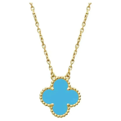 [AuraEcho Jewelry]CLOVER 15MM VINTAGE TURQUOISE NECKLACE