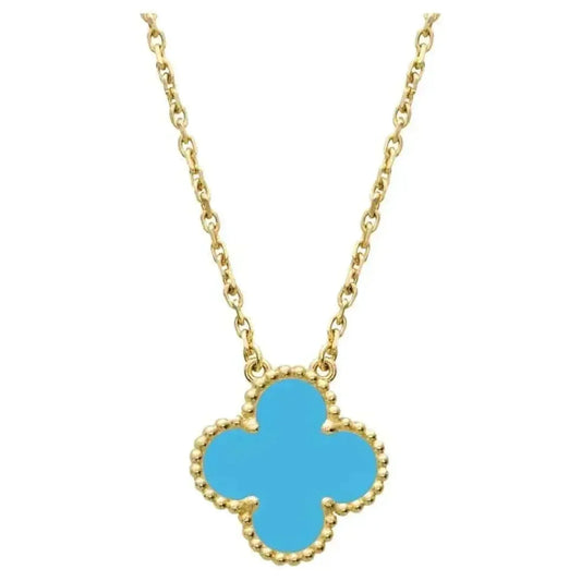 [AuraEcho Jewelry]CLOVER 15MM VINTAGE TURQUOISE NECKLACE