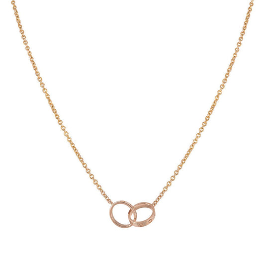 [AuraEcho Jewelry]LOVE NECKLACE DOUBLE RING PINK GOLD