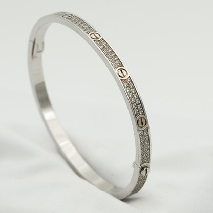 [AuraEcho Jewelry]LOVE BRACELET 3.65MM DIAMOND-PAVED SILVER