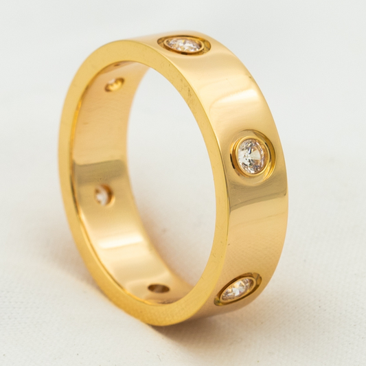 [AuraEcho Jewelry]LOVE RING 5.5MM 6 DIAMONDS PINK GOLD