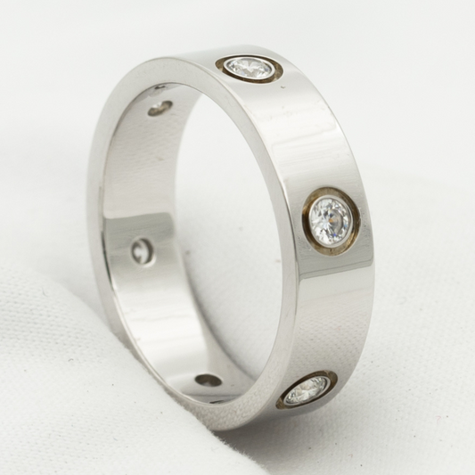 [AuraEcho Jewelry]LOVE RING 5.5MM 6 DIAMONDS SILVER