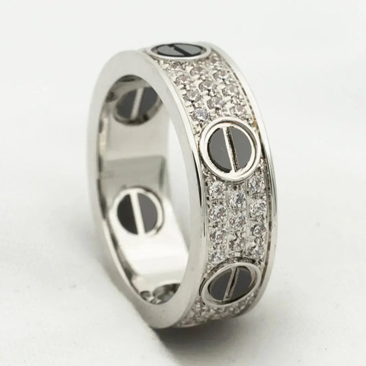 [AuraEcho Jewelry]LOVE RING 5.5MM DIAMONDS PAVED CERAMIC