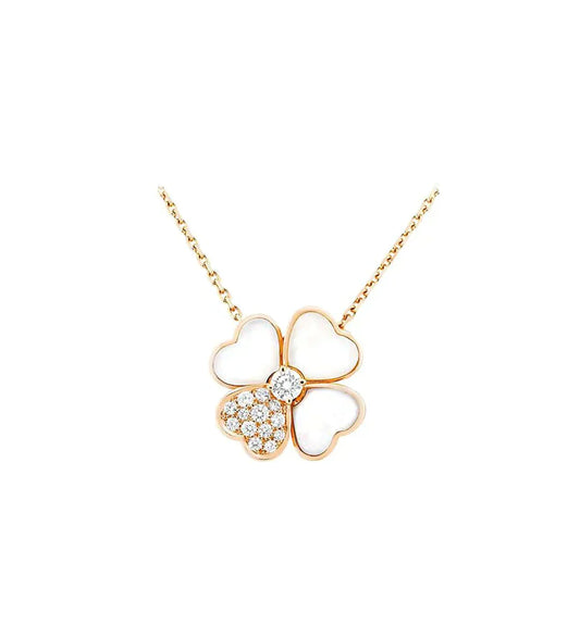 [AuraEcho Jewelry]CLOVER MOP DIAMOND ROSE GOLD NECKLACE