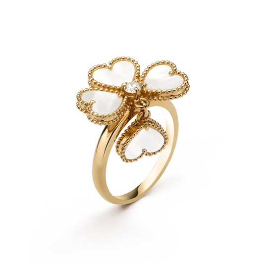 [AuraEcho Jewelry]SWEET CLOVER WHITE MOP RING